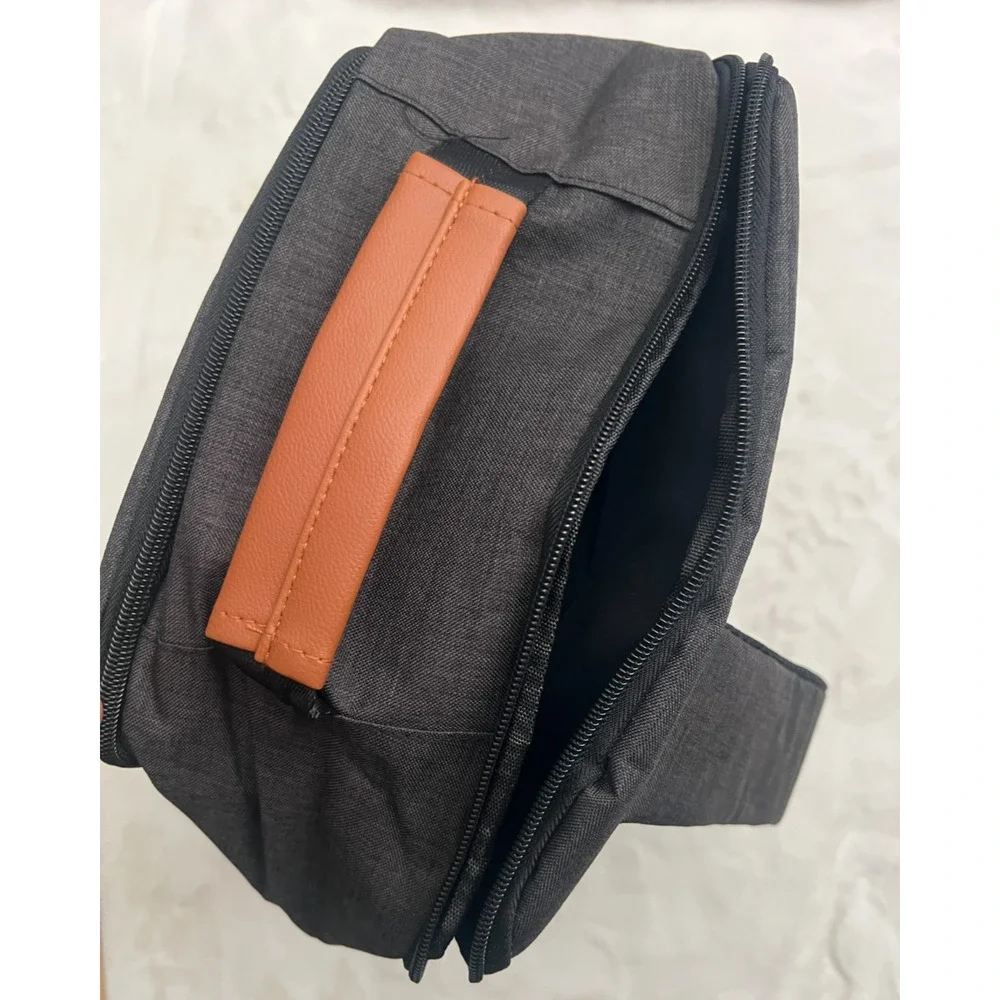 Prestige Backpack Black Brown Trim Laptop Travel Work School Bag New